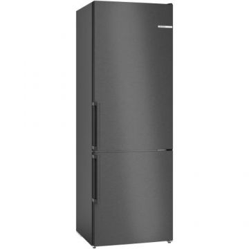 Combina frigorifica Bosch KGN49VXDT, 440 l, NoFrost, Raft sticle, VitaFresh, PerfectFit, Super freezing/cooling, Clasa D, H 203 cm, Inox AntiAmprenta (Negru)