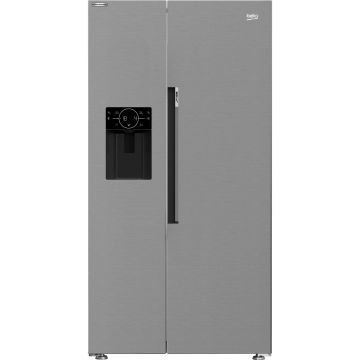 Side by side Beko GN162340XBN, 578 l, No Frost, Ice Fall, Vacation Mode, Metal look, Clasa E