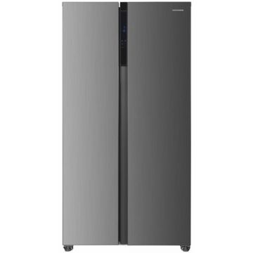 Side by side Heinner HSBS-HM532NFXE++, Full No Frost, 532 l, Super Cooling, Culoare Inox, Clasa E